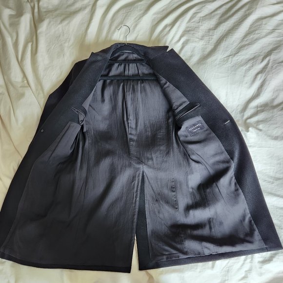 Allsaints Bodell Wool Coat Black Sz 36 - Picture 3 of 4
